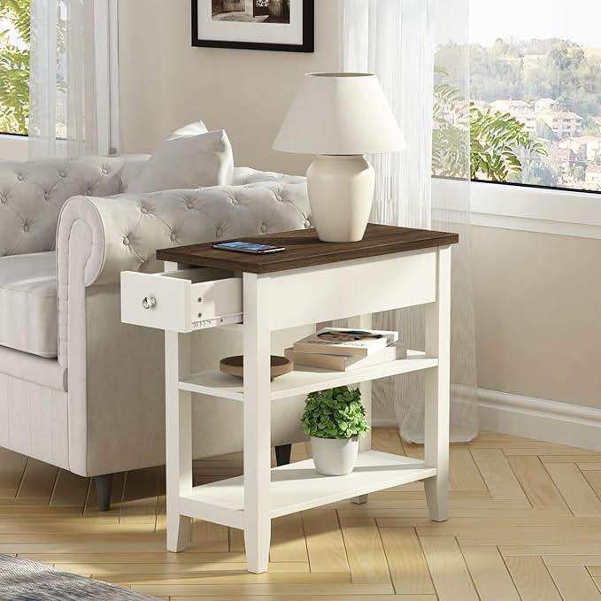 ChooChoo Side Table Living Room Set of 2, Narrow End Table