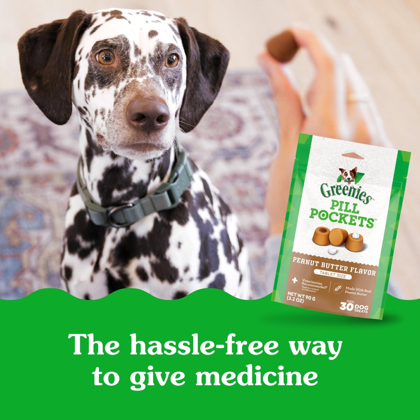 Greenies Pill Pockets for Dogs Large Size, Soft Dog Treats, with Real Peanut Butter, 15.8 oz. Pouch (60 Treats)