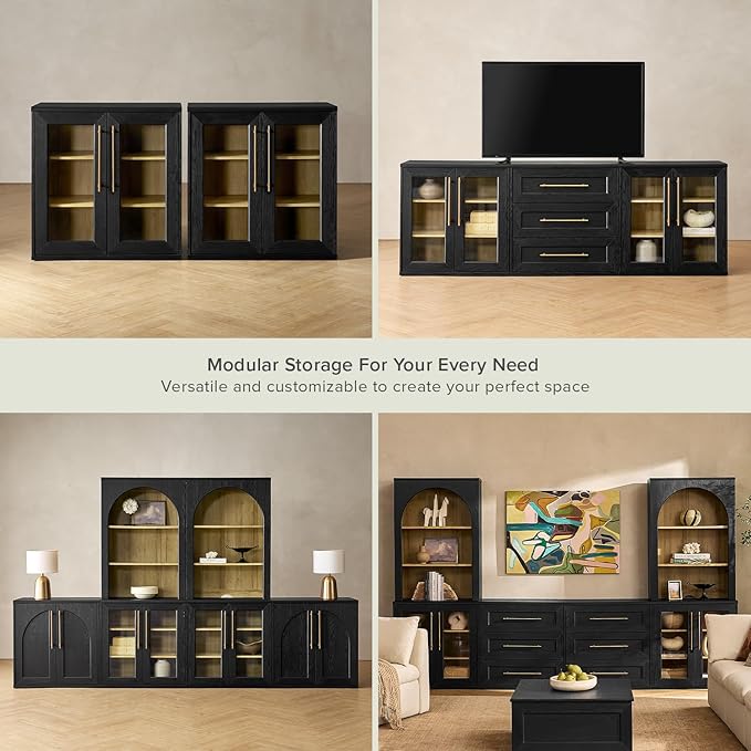 mopio Blake Storage Cabinet, Small Modular Accent Display Sideboard Buffet