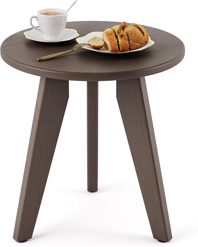 Outdoor Side Table, HDPS Outdoor Table, Small Round Side Table Weather-Resistant