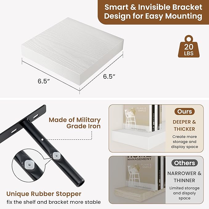 fuqing Floating Shelves for Wall, Wall Mounted Wood Floating Shelf