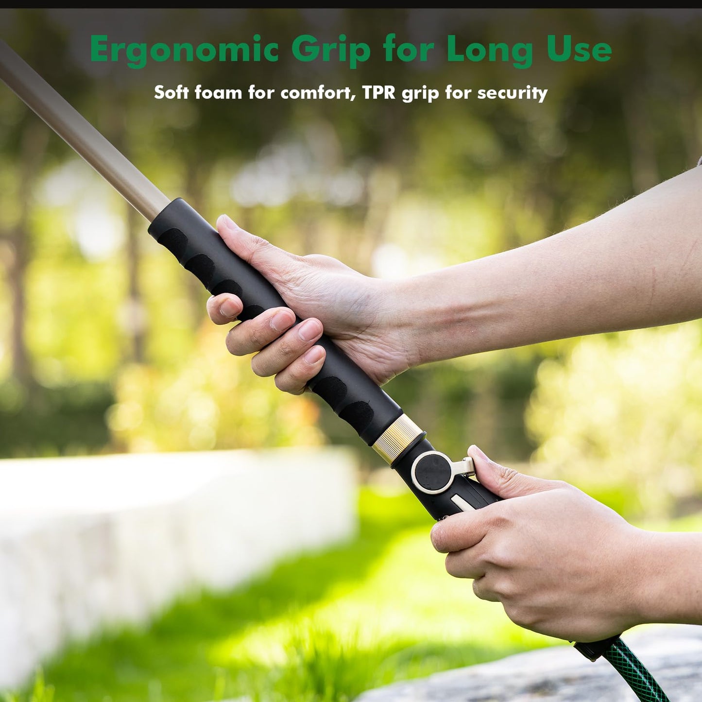 RESTMO Extra Long 36 Inches Watering Wand, Heavy Duty Metal Hose Wand with Thumb Flow Control, Gentle Soft Full Shower Sprayer Wand for Hanging Baskets, Shrubs, Plants, Flowers, Garden and Lawn