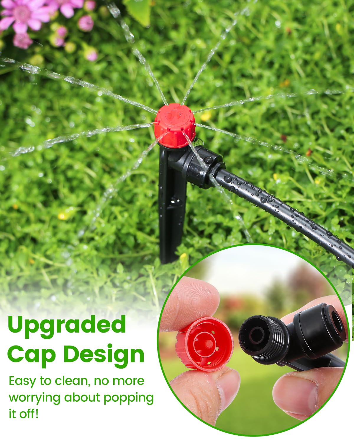Landtouch 36 Pack Drip Irrigation Parts, Quick Connect 8-Outlet Adjustable 360° Emitters for Garden & Farm Irrigation Systems