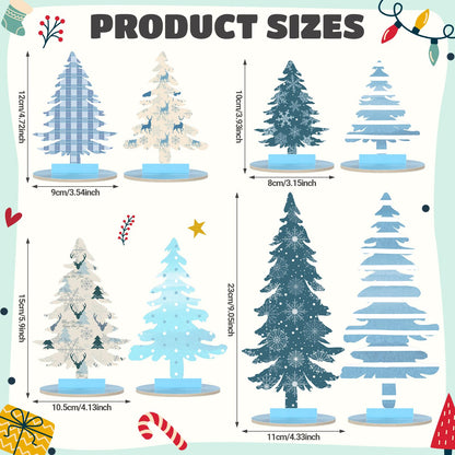 Namalu 16 Pcs Christmas Table Decorations Christmas Tree Centerpieces Buffalo Plaid Snowflakes Table Top Centerpiece for Home Indoor Xmas Winter Holiday Party Supplies Decor (Merry)