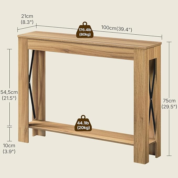 YATINEY Farmhouse Console Table, 39.4'' Small Narrow Entryway Table, Wood Couch