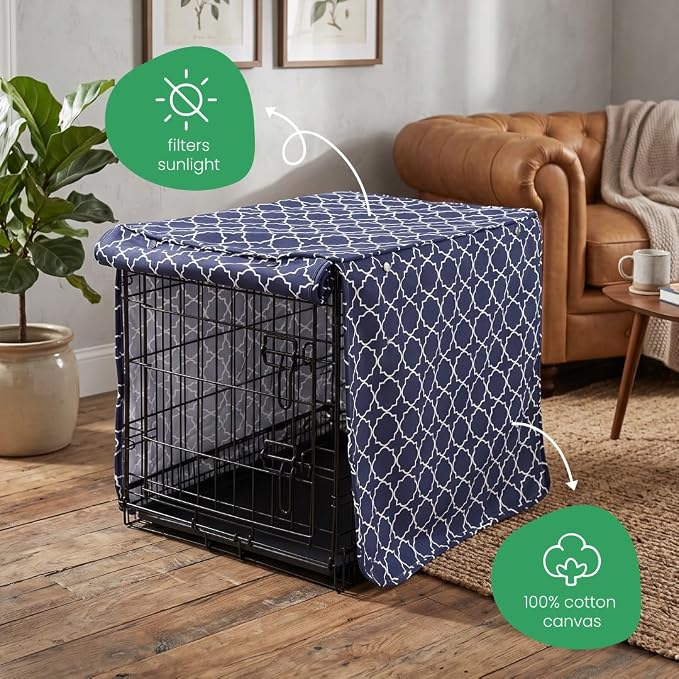 Molly Mutt Romeo & Juliet Dog Crate Cover, 100% Cotton Canvas Cover with 2 Roll-Up Panels, Ideal for Dog or Cat Crate, Durable, Washable, and Free of Harmful Chemicals, 24" x 18" x 21"