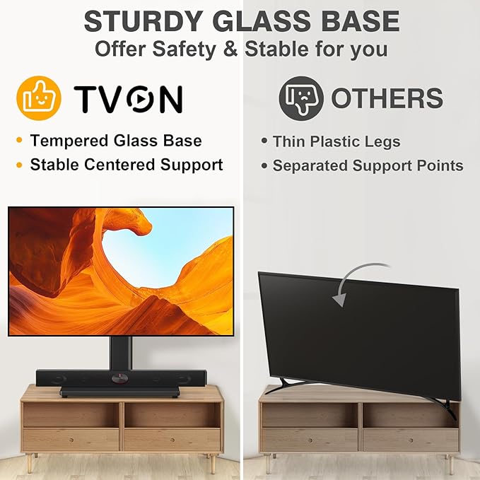 TVON Universal TV Stand Base, Swivel Table Top TV Stand