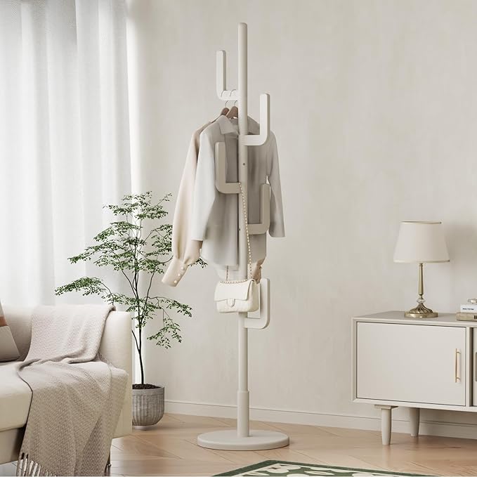 Muwuele Solid Wood Cactus Coat Rack, Freestanding Coat Rack