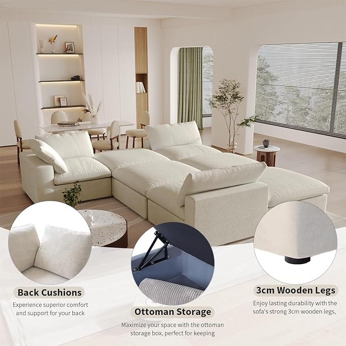 160.6" Cloud Couch Modular Sectional Sofa