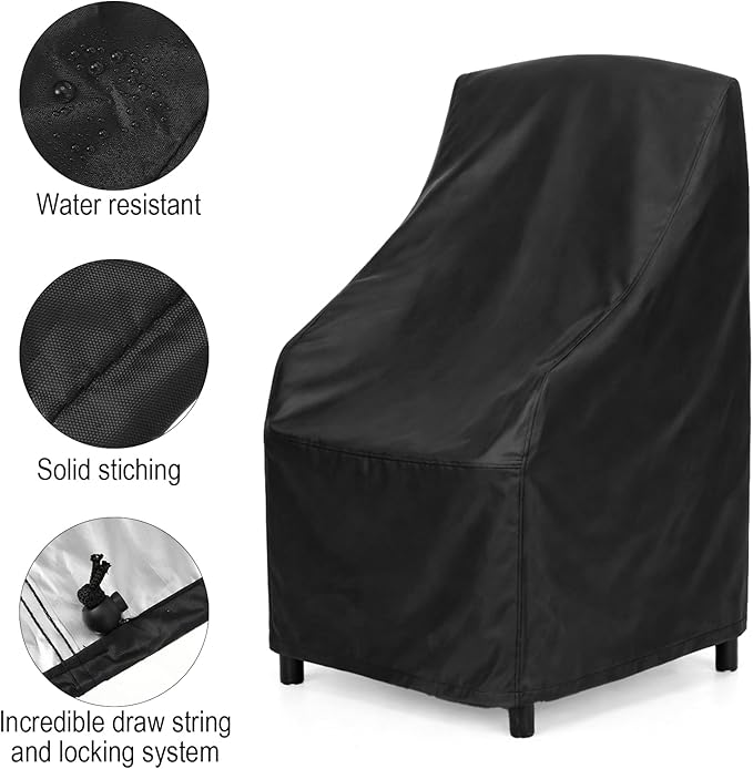 Stackable Patio Chair Covers Waterproof 2 Pack 210D Lawn Patio Outdoor Chairs