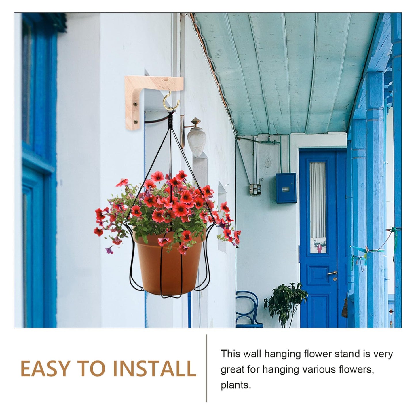 Toddmomy 2pcs Wooden Plant Hooks Heavy-Duty Wall Mount Hanging Brackets for Indoor Outdoor Hanging Plant Hangers Ceiling Hooks for Flower Pots