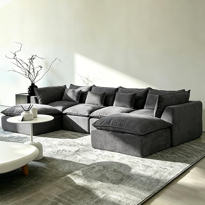 Boneless Couch Sectional Cloud Couch 130'' Oversized Modular Sectional Sofa