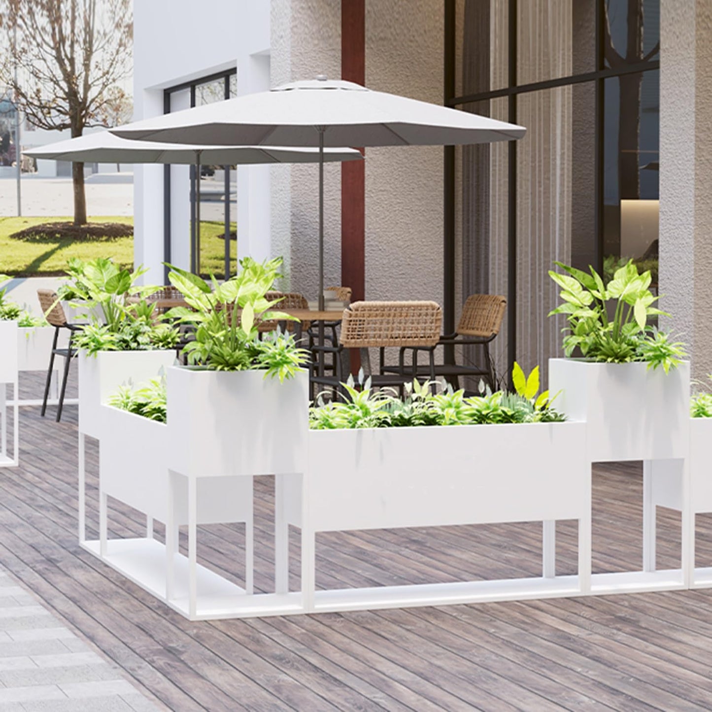 YJEUZCD Metal Tall Long Planter Box, Outdoor Indoor Floor Standing Flower Box Partition, Commercial Patio Porch Removable Partition Divider(White,40x80cm/15.7x31.4in)