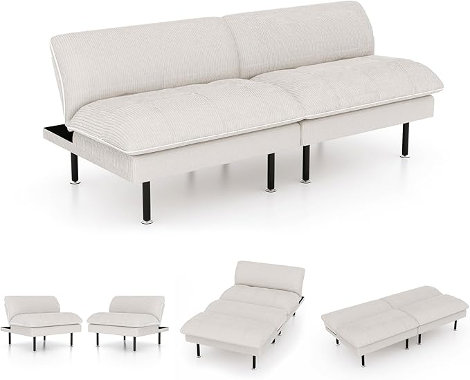 Ribilake 2 Sets 70" Futon Sofa Bed, 4 1 Multi-Function Couch Sleeper