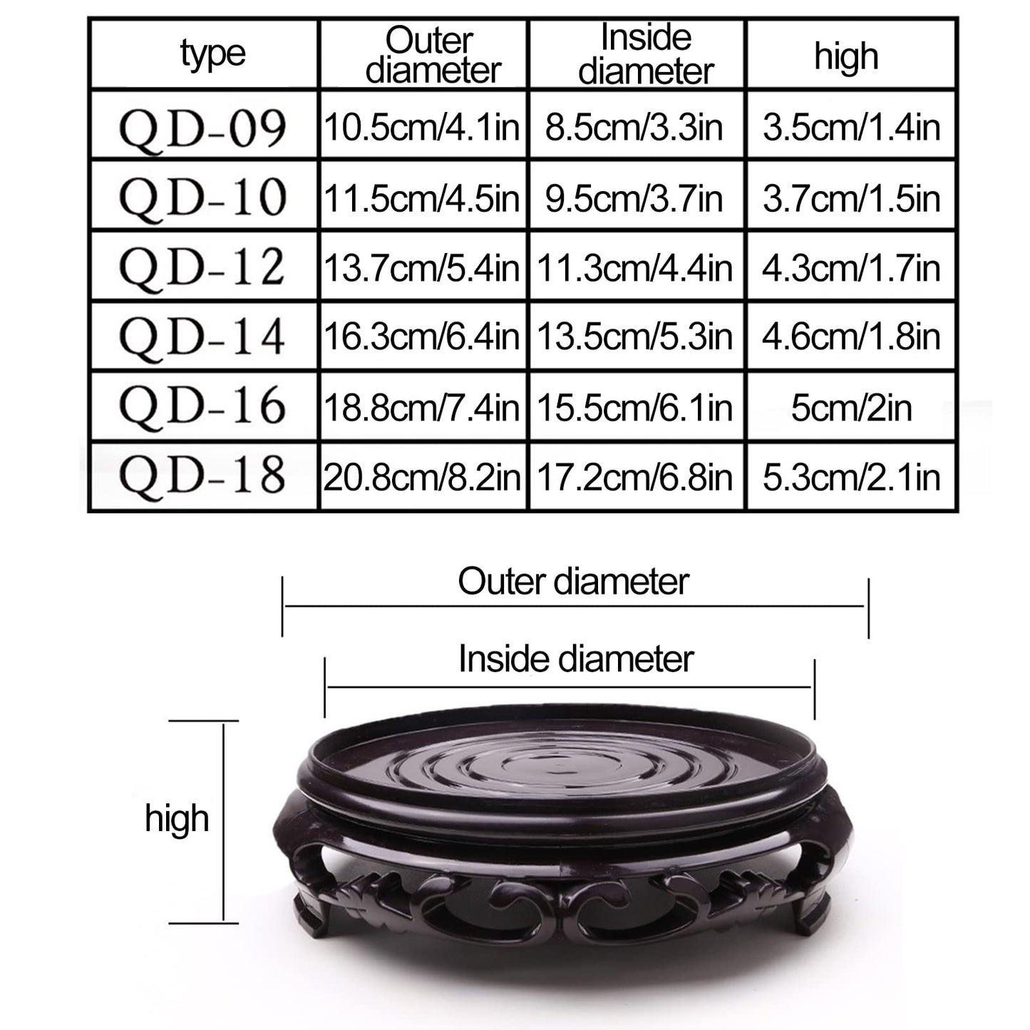 Hapivida Plant Stand, 4.4in Round Plant Riser Flower Pot Display Stand Plant Rack Holder Planter Tray Table Lamp Teapot Base for Desktop Counter Room