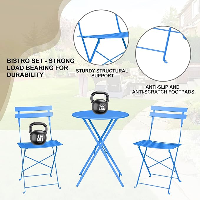 GarveeLife Outdoor Metal Bistro Set, 3-Piece Patio Furniture Set
