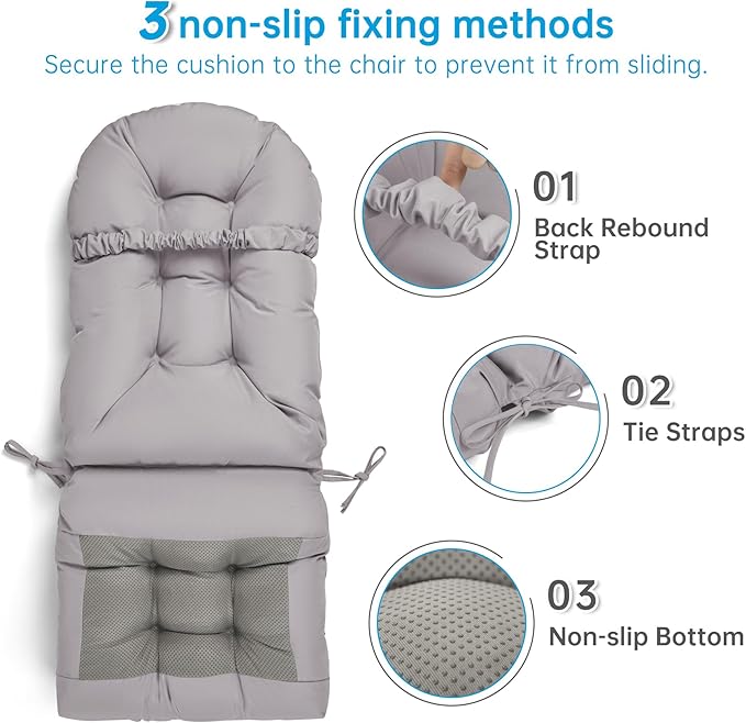 Adirondack Chair Cushion Tufted Waterproof Outdoor Rocking Chair Cushions