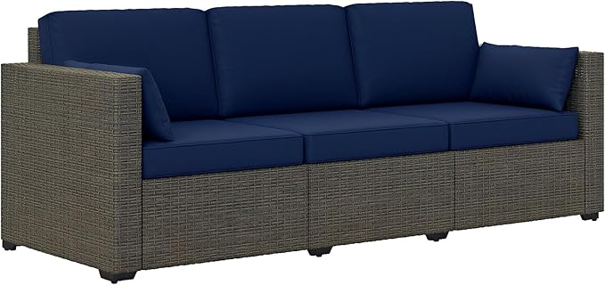 Outsunny Patio Couch PE Wicker Deep Seating Outdoor Sofa