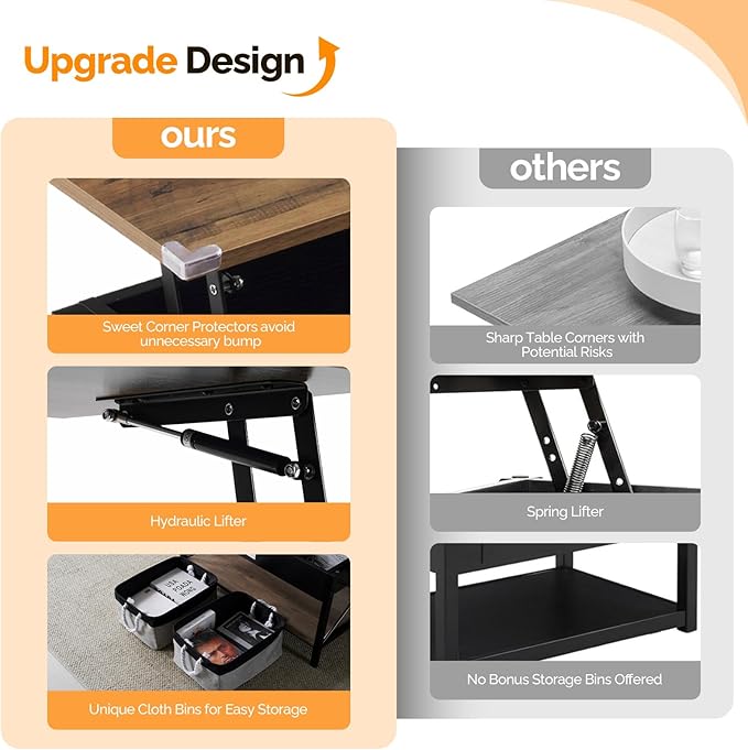 VINGLI 36" Lift Top Coffee Table