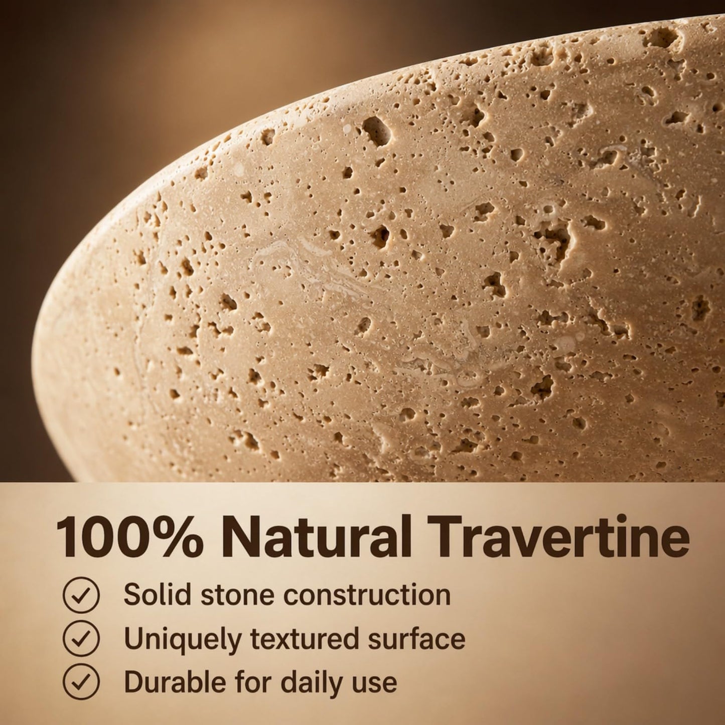 Natural Travertine Fruit Bowl for Kitchen Counter11.8",Large Decorative Bowl & Travertine Bowl Pedestalfor Kitchen Counter & Dining Table ,For Entryway, KitchenFruit Bowl, Dining Table Centerpiece.