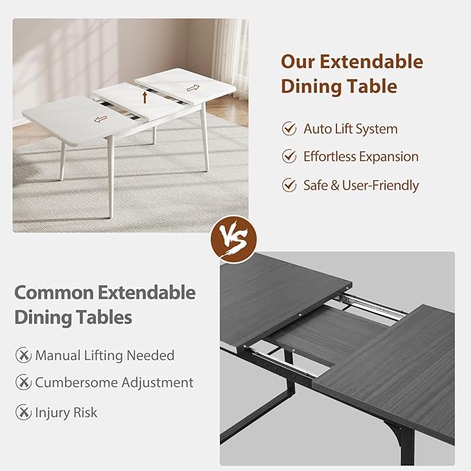 Muwuele Solid Wood Extendable Dining Table