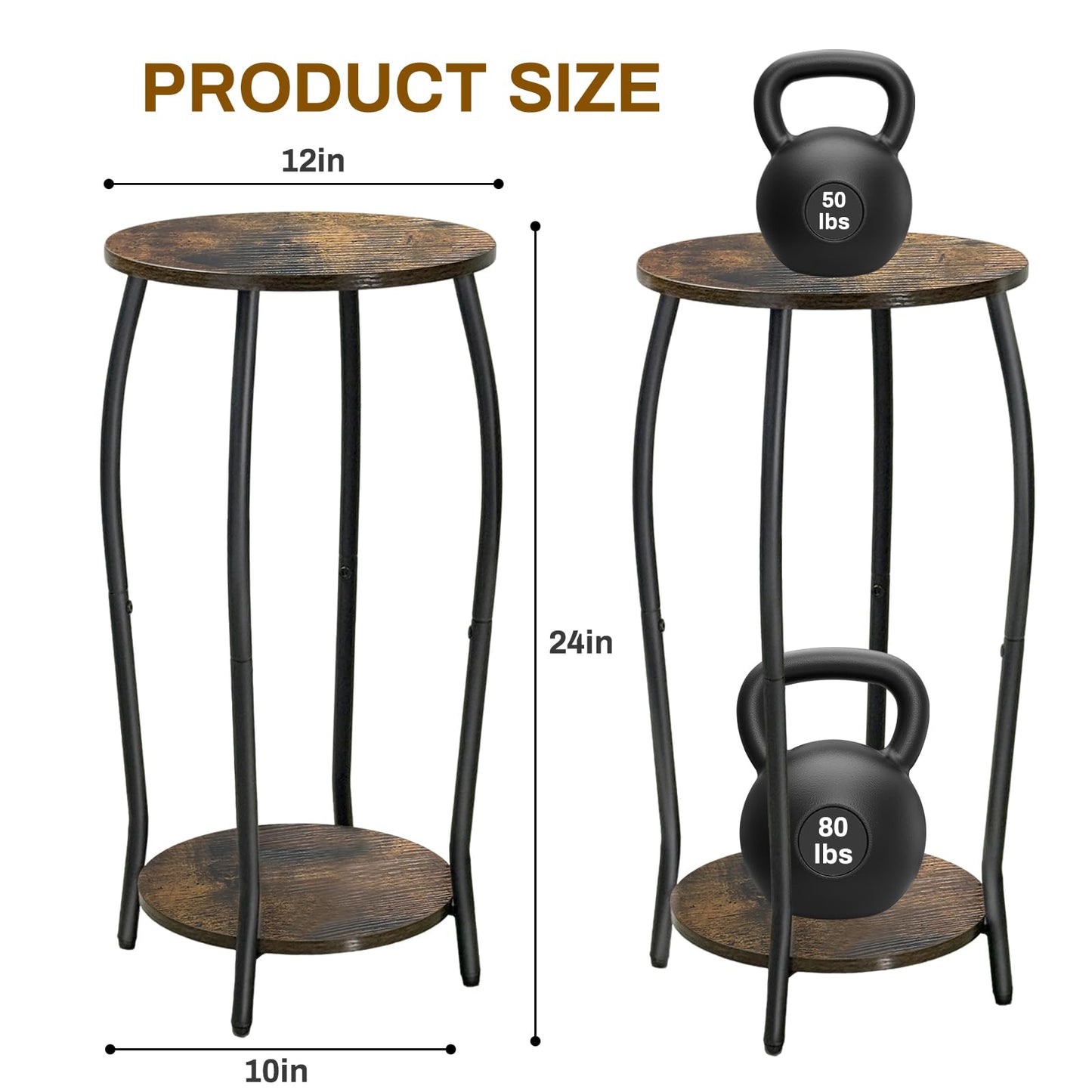 Uniqcovosa Plant Stand Indoor, 2 Tier Tall Wood Plant Stand, 4-Leg Floor Corner Plant Stands, Heavy Duty Plant Shelf Plant Rack Flower Stands For Home Decor, Brown