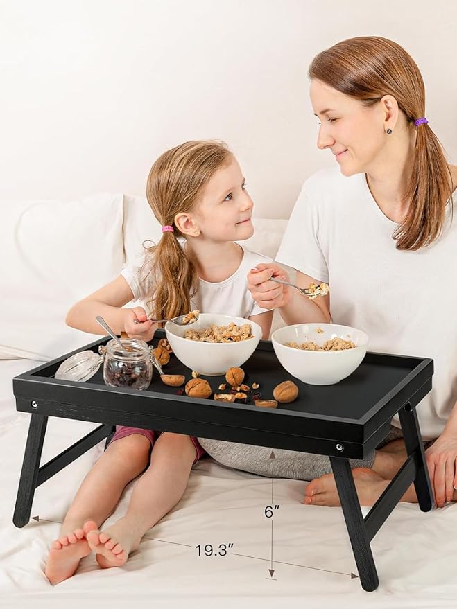 Bamboo Bed Tray Table with Foldable Legs, Breakfast Tray