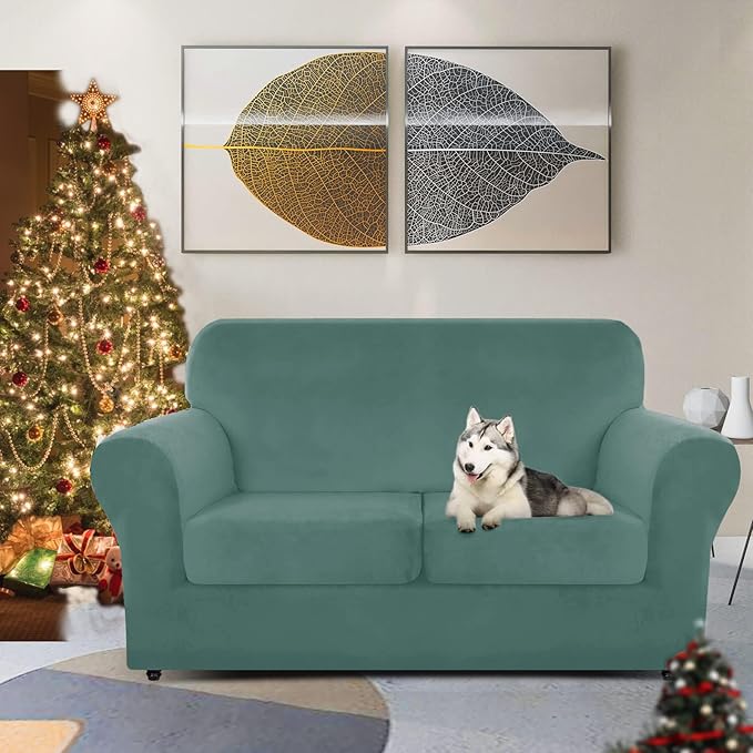 ZNSAYOTX Luxury Velvet Sofa Cover 3 Piece Stretch Loveseat Covers