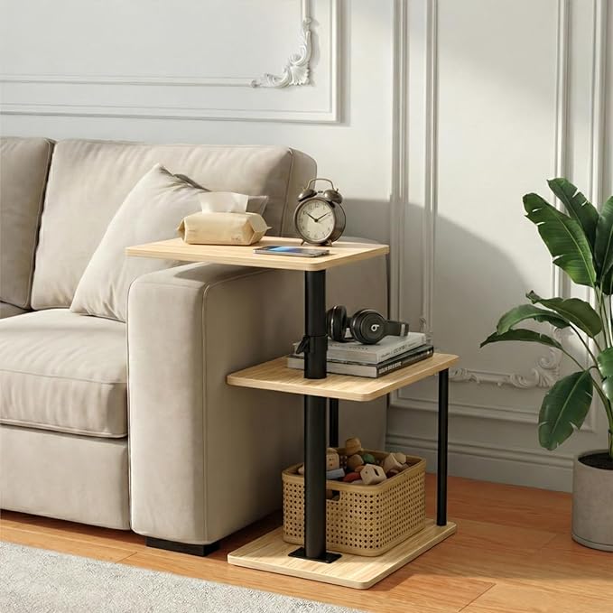 Faesun 360° Swivel Side Table for Height Adjustable, C Shaped End Table for