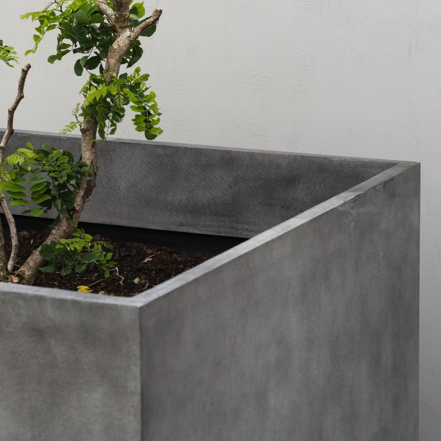 COSAPOTS Reglito Cube Fiberglass Planter – Lightweight Indoor/Outdoor Plant Pot, Frost & Weather Resistant, Handmade Modern Decorative Planter – 23.6" X 23.6" X 24.2" – Brown Stone