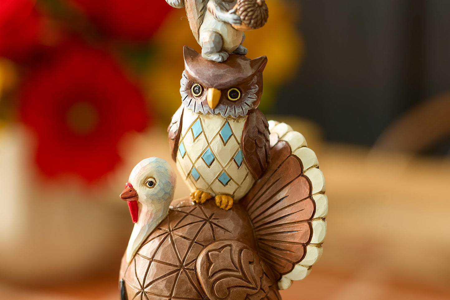 Enesco Jim Shore Heartwood Creek Thanksgiving Harvest Critters Stacked Figurine, 11.22 Inch, Multicolor