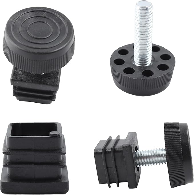 8Pcs Adjustable Leveling Feet 25 x 25mm Square Insert Kit Furniture Glide