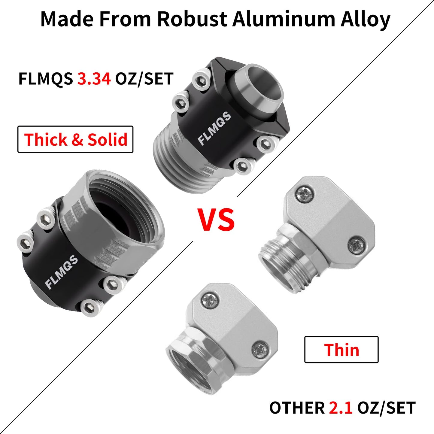 FLMQS Garden Hose Repair Connector Kit with Clamps, Fits 3/4" or 5/8" Garden Hoses, Leak-Proof Male and Female Hose Adapter, 3 Sets Black