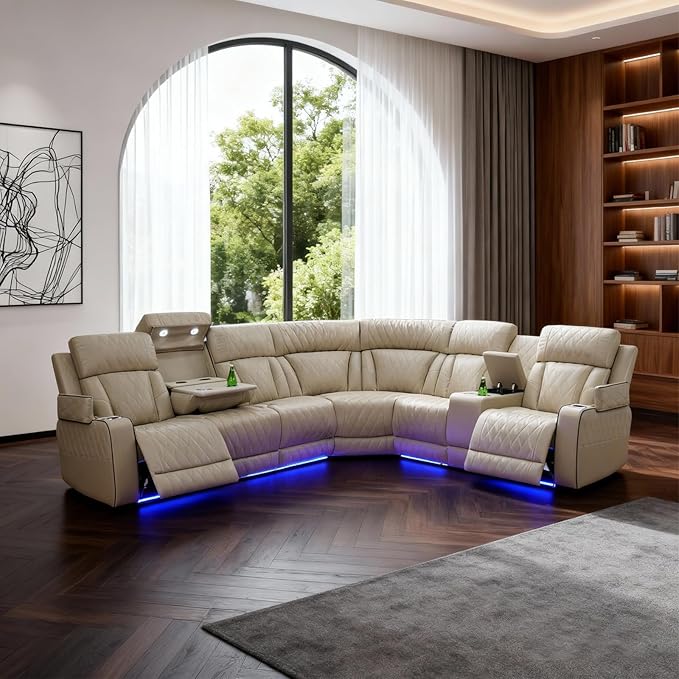 Power Reclining Leather Sectional Sofa