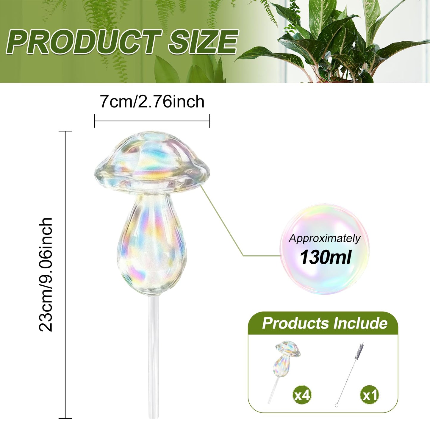 youcoscos 4pcs Plant Watering Globes Self Watering Planter Insert Devices,Glass Watering Bulbs Cactus Shape Automatic Watering Bulbs for Indoor Plants Top-Fill Watering Rainbow Colors