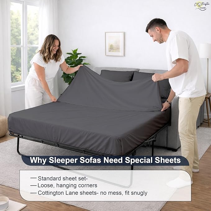 Cottington Lane Sleeper Sofa Sheets Full Size, 4 Piece Premium Quality 100%