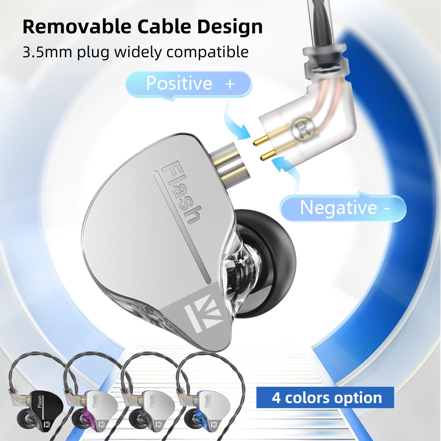 YINYOO KBEAR Flash Wired Earbuds, Gaming Earbuds, 3.5mm Plug in Ear Headphones, 1DD 1BA Hybrid in Ear Monitors, IEM Earphones with Tangle-Free Cable for Laptop PC Computer (with mic, Gray)
