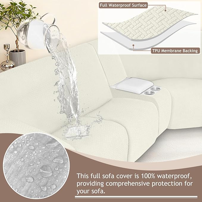 ALIECOM 100% Waterproof Recliner Sectional Couch Covers L Shape Stretch Corner