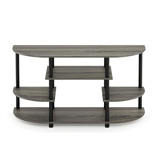 Furinno JAYA Simple Design Corner TV Stand, French Oak Grey/Black, 42.04 x