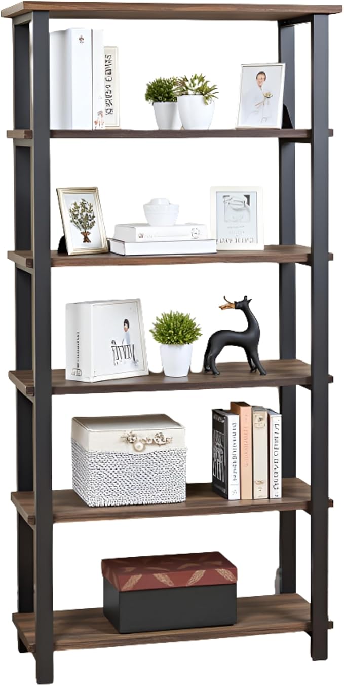 Alaterre Furniture Pomona Living Room 6-Tier Solid Wood Bookcase