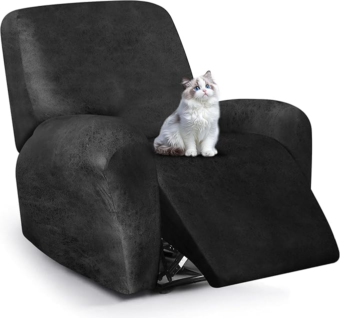ANARACHON Leather Look Recliner Chair Covers, 4-Pieces Stretch Recliner Cover