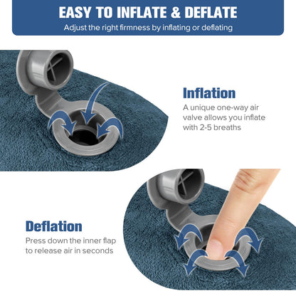Rewondah Inflatable Travel Pillow for Sleeping Airplane - Inflatable Neck Pillow for Traveling on Plane with Washable Cover, Blow up Neck Travel Pillow for Airplanes, Cars - Portable and Comfortable