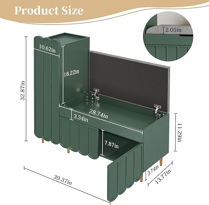 3More Shoe Organizer Cabinet, Entryway Bench