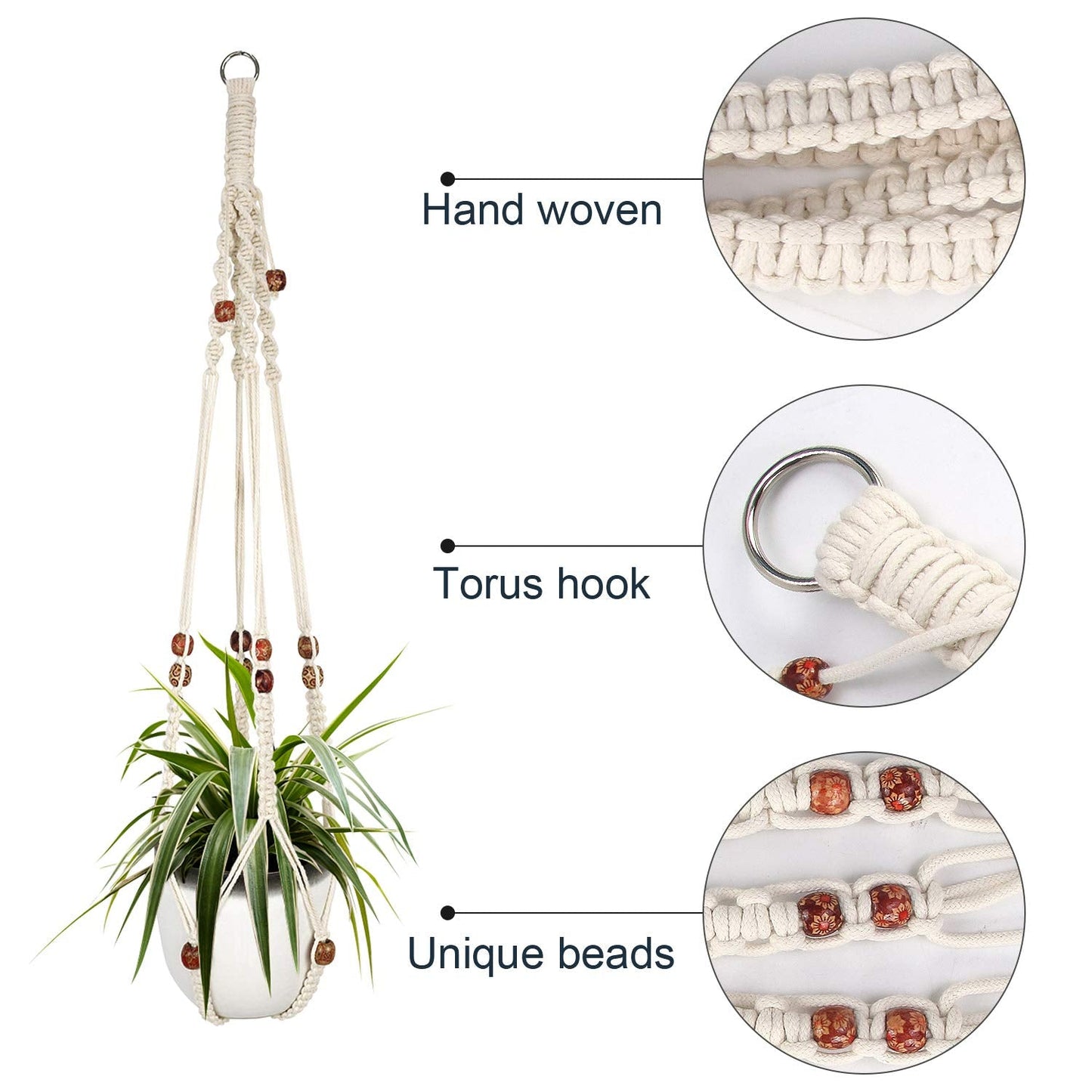 Augshy Macrame Plant Hanger, 2 Packs Plant Hangers, Hanging Planter for Indoor Plants Decorative Macrame Pot Hanger for Home Decor