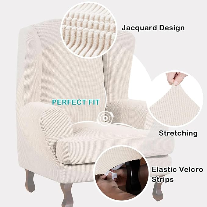 Turquoize Wingback Chair Covers 2 Piece Wing Chair Slipcover Stretch Slipcovers