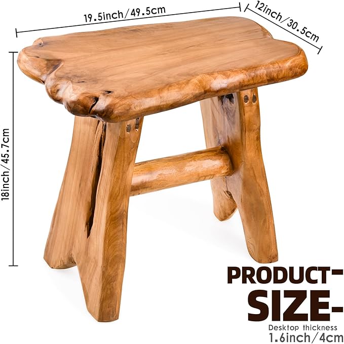 Wood Step Stool, Unique Design Live Edge Wood Stool, Freeform Natural Plant