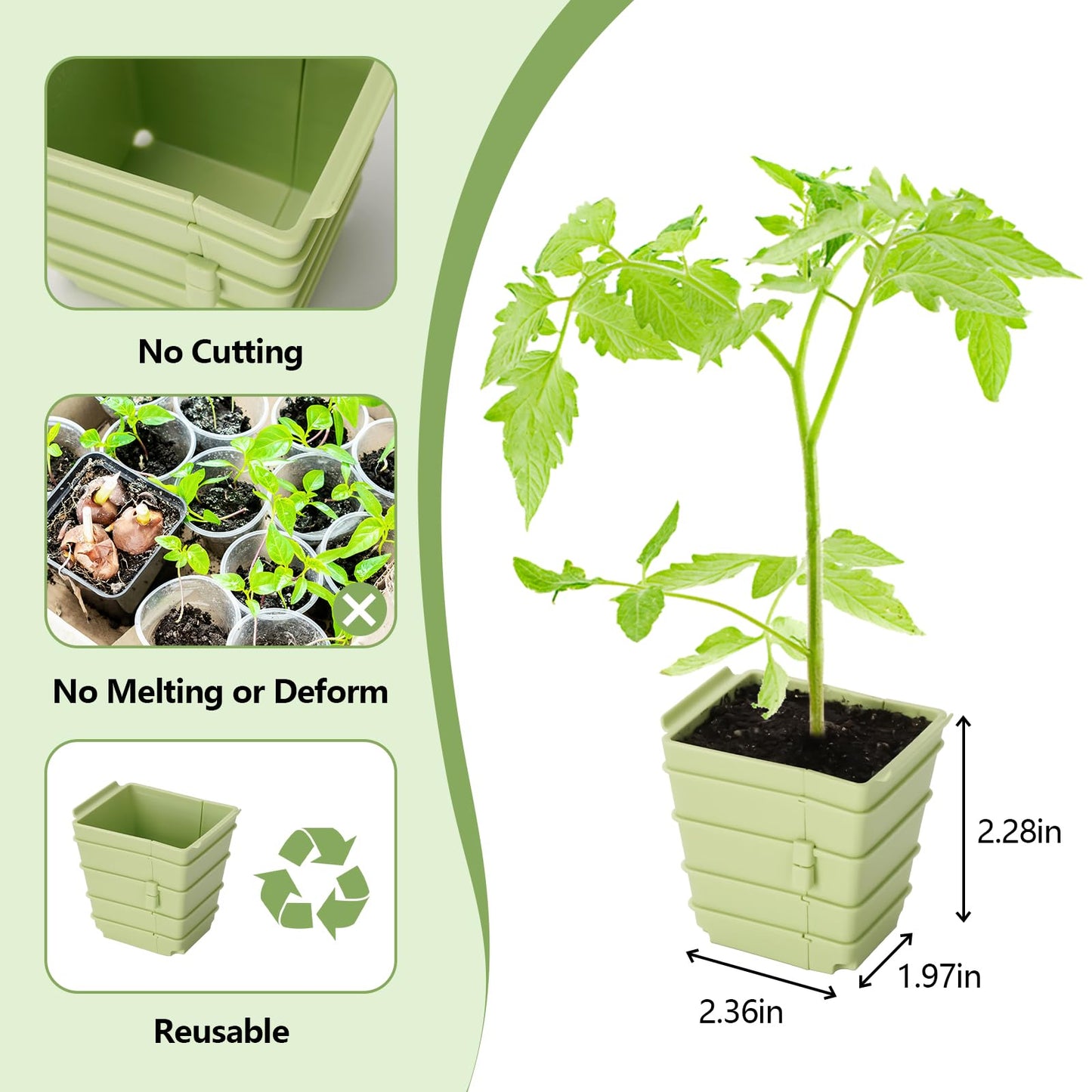 GREENBAZZAR Side-Open Seed Starter Tray 4-Pack, 24 Cells Modular Design with Detachable Plant Cells, Extra-Large 2.36"x2.28" Cells, Reusable Seed Germination Kit for Indoor & Outdoor Gardening