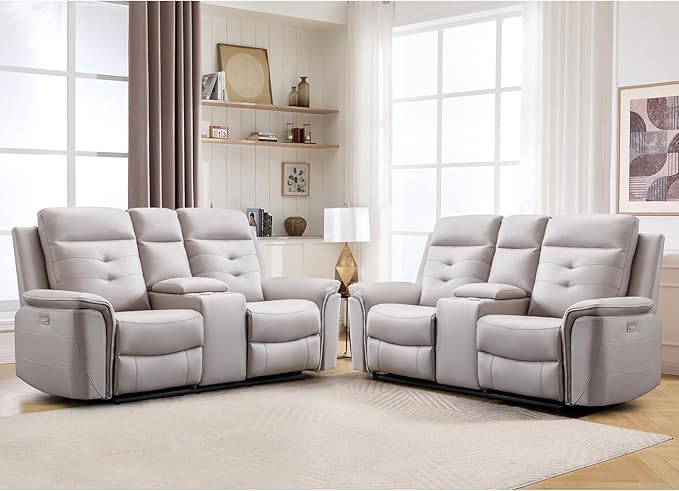 ANJ Oversized Power Reclining Loveseat Sofa Set of 2