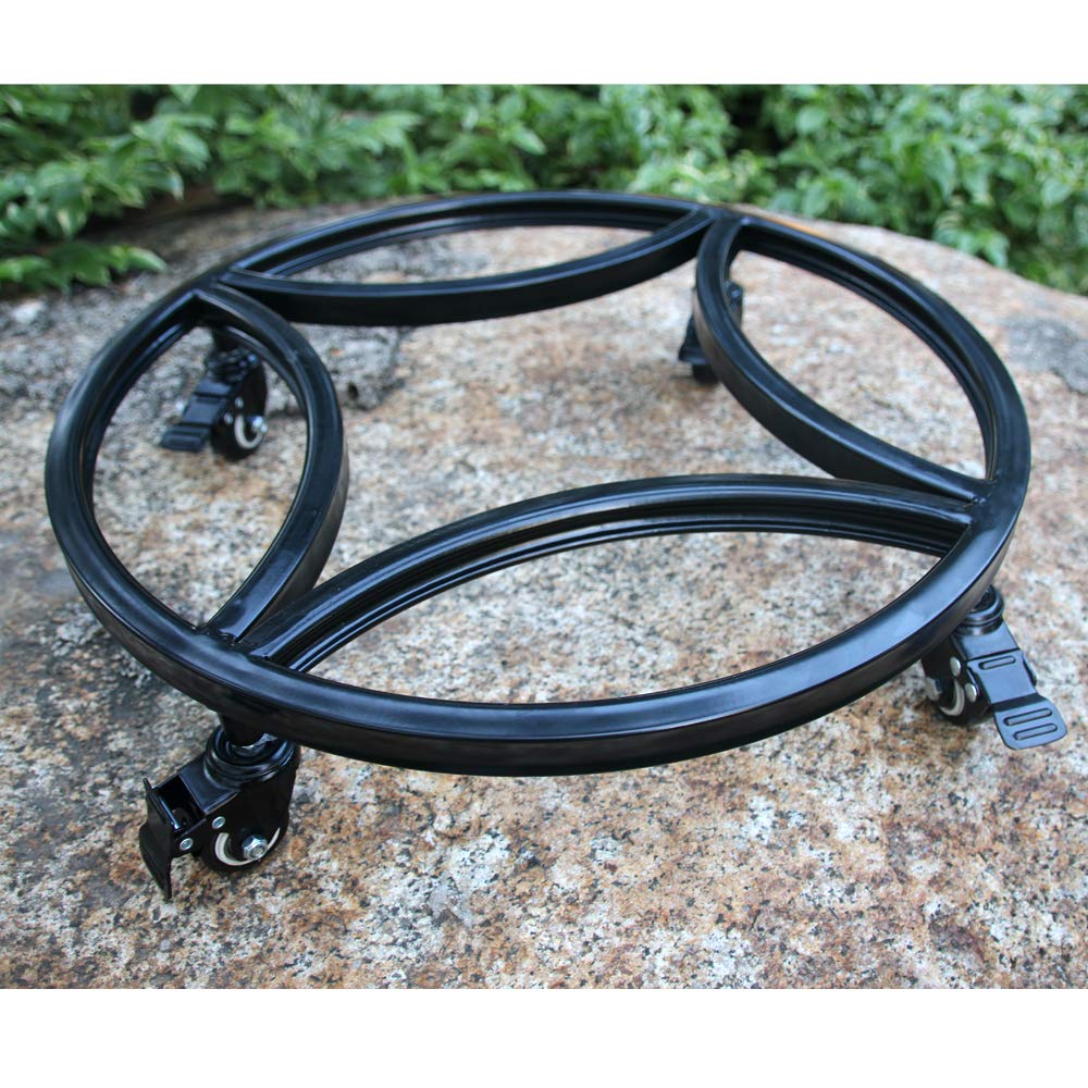 Zhongma 1 Pack Dia.18.1" x 3.5" H Round Plant Caddy with Wheels, Heavy Duty Construction, 300 Lbs Capacity, Load-Bearing Wheels with Brakes, Easy Assembly