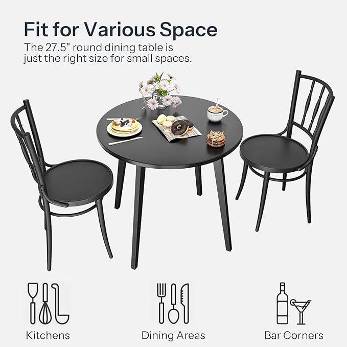 HOOBRO Bamboo Dining Table, Round Dining Table